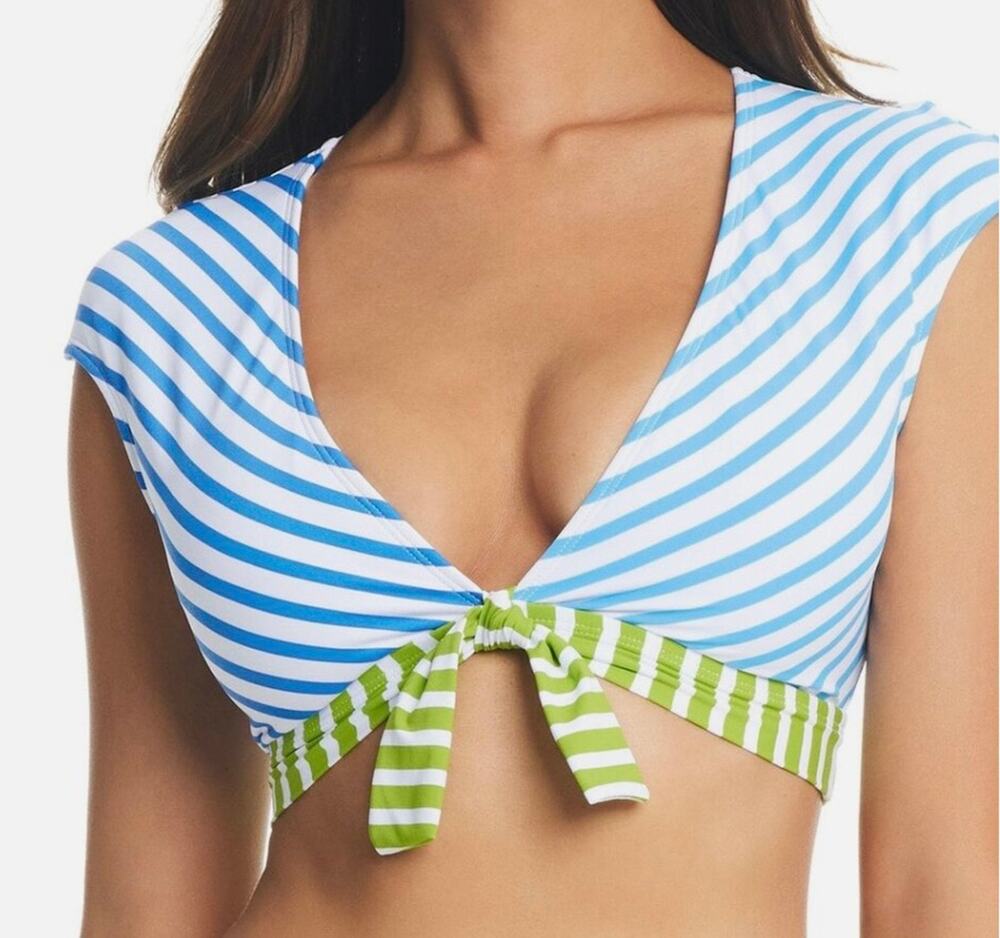 Bleu Rod Beattie Coldwater Blue Smooth Operator Swim Cop Bikini Top 12 NWT